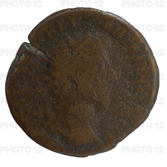 Sestertius of Marcus Aurelius (121–180; Roman emperor 161–180), issuer Lucius Verus (130–169; Roman emperor) — obverse: head of Marcus Aurelius with laurel wreath facing right, inscription CAES, VREL - ANTONINVS AV, PM; reverse: Marcus Aurelius and Lucius Verus stand opposite and shake hands, Marcus Aurelius holds a scroll, inscription C, RD AVGVSTOR TR PX, COS III, fields SC; motifs: handshake, scrolls; dated 161; Roman Empire (27 BC–476), Rome; coin; weight 20.94 g; diameter 31.0–32.0 mm; axis 0°.