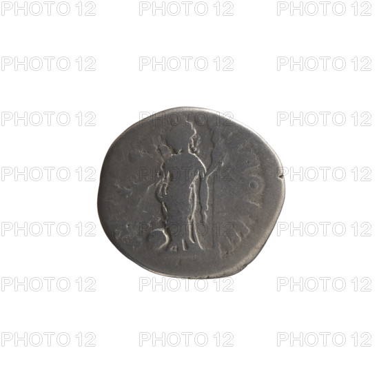 Denarius of Marcus Aurelius (121–180; Roman emperor 161–180), 166–168. Obverse: Head of Marcus Aurelius in laurel wreath facing right, inscription M•ANTONINVS AVG. Reverse: Providentia standing left, holding a long scepter in the left hand and a wand in the right, below a globe, inscription R•IIII COS III. Attributes: scepters, globe; iconography: Marcus Aurelius, Providentia. Roman Empire (27 BC–476), Rome. Coin: diameter 17.0–18.5 mm, weight 2.85 g, axis 180°.
