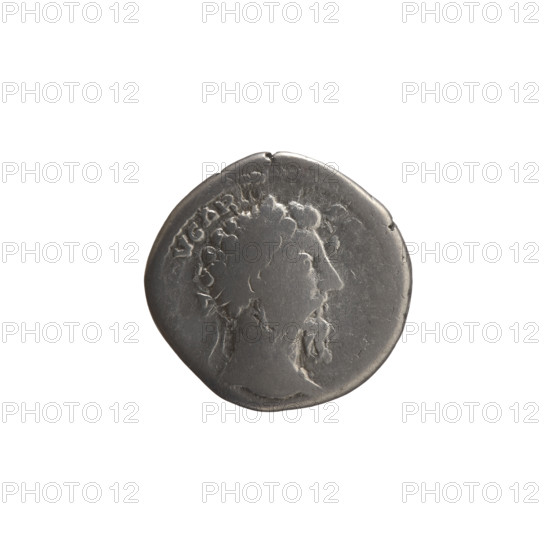 Denarius, Marcus Aurelius (121–180; Roman emperor 161–180), issuer Marcus Aurelius; obverse: head of Marcus Aurelius with laurel wreath facing right, inscription 'VG ARM - P' all around; reverse: Aequitas seated left holding scales in right hand and a cornucopia in left, inscription 'II, PV - COS III' all around; dated 168–169, struck in Rome; Roman Empire (27 BC–476); coin; diameter 18.0–18.5 mm; weight 3.11 g; axis 345°.