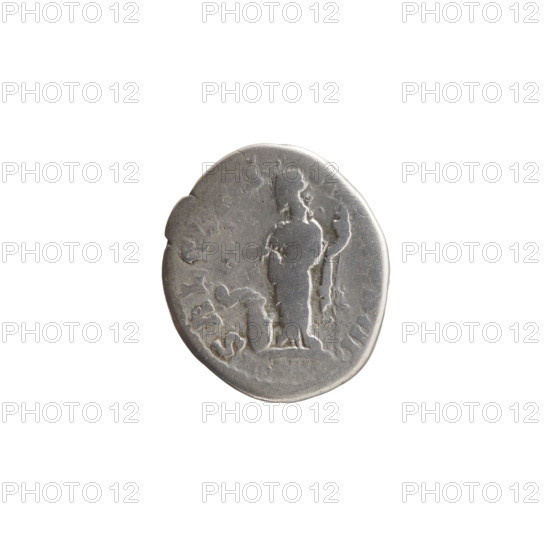 Denarius, Marcus Aurelius (121–180; Roman emperor 161–180), issued 169–170. Obverse: head of Marcus Aurelius with laurel wreath facing right, inscription M ANTONINVS AVG TR P XXIIII. Reverse: Salus standing left, feeding a snake coiled around an altar with a patera in her right hand and holding a long scepter in her left, inscription SALVTIA S III. Roman Empire, Rome. Coin; diameter 16.0–18.5 mm, weight 2.89 g, axis 180°.