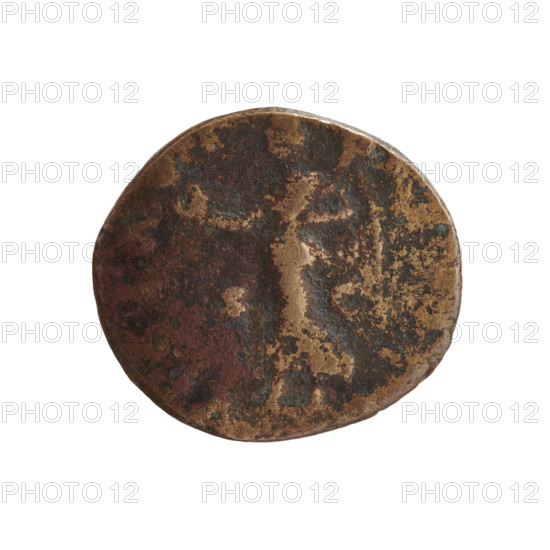 Head of Marcus Aurelius with a laurel wreath facing right; inscription 'M ANTONINVS - AVG TR PX' all around. Reverse: Victoria walking left, holding a wreath in her right hand and a trophy in her left; inscriptions 'VI' and 'AVG' and 'I' all around, in SC fields. Date: 169–170. Style/period: Roman Empire (27 BC–476). Attributed to Marcus Aurelius (121–180; Roman emperor 161–180) — note: described as a forgery (for the piece) and for the original. Subject: Roman deities, wreaths, trophies, Victoria (mythology); iconography of Marcus Aurelius. Medium: coin. Diameter: 21.0–23.0 mm. Weight: 6.92 g. Axis: 180 degrees.