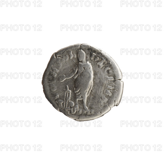 Denarius of Marcus Aurelius (121–180; Roman emperor 161–180). Obverse: Head of Marcus Aurelius with laurel wreath facing right; inscription IMP M• ANTONINVS. Reverse: The emperor in priestly attire stands left, holding a patera above a tripod, next to a bull (sacrificial scene); inscriptions include COS III and other legends. Episode COS III, 170–171. Rome, Roman Empire (27 BC–476). Coin, silver; weight 3.11 g; diameter c. 18.5–19.5 mm; axis 0°.