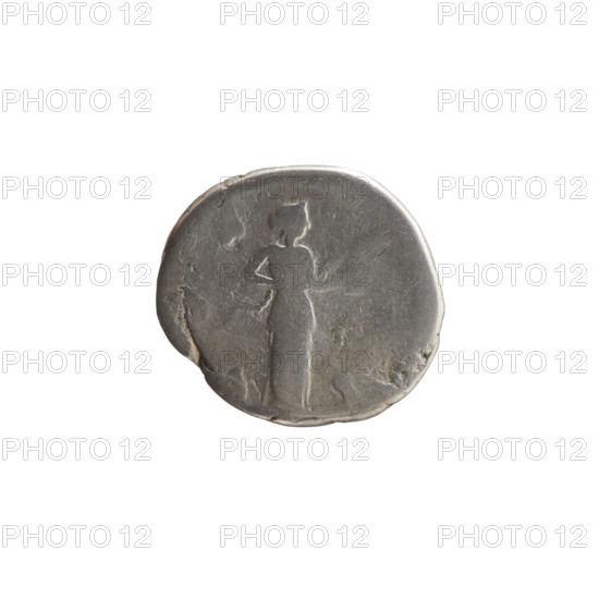 Denarius of Marcus Aurelius (121–180; Roman emperor 161–180). Obverse: Head of Marcus Aurelius with laurel wreath facing right, inscription TONINVS - AVG TR PX around. Reverse: Salus stands frontally, turns her head to the right, feeds a snake held in her right hand. Inscriptions: C, S - I, I. Date: 169–171. Roman Empire (27 BC–476), Rome. Coin; diameter 17.5–19.0 mm, weight 3.13 g, axis 0°.