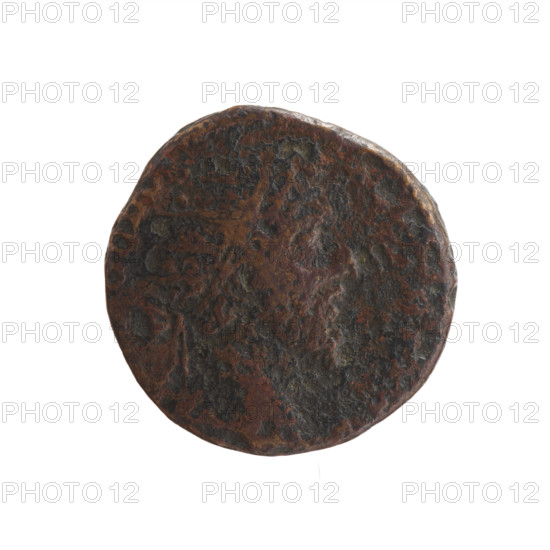 Dupondius of Marcus Aurelius (121–180; Roman Emperor 161–180), issuer: obverse—head of Marcus Aurelius in radiant crown facing right, legend around; reverse—wreath with five-line inscription PRIMI / DECEN / NALES / COS III /, C. Date: 170–171. Roman Empire (27 BC–476), Rome. Coin: dupondius; weight 10.20 g; diameters 23.0–23.5 mm; axis 180°.