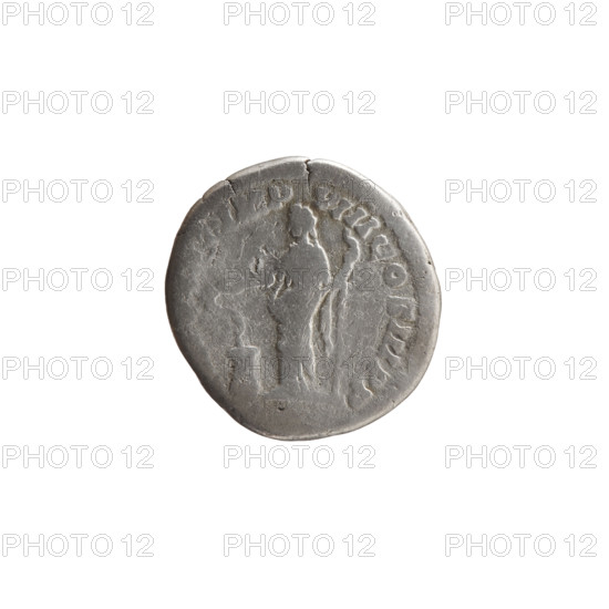 Denarius, Marcus Aurelius (121–180; Roman emperor 161–180), issuer. Obverse: Head of Marcus Aurelius in laurel wreath facing right; inscription M ANTONINVS AVG - GERM SARM (circumferential). Reverse: Salus standing left, holding a long scepter in her left hand and a patera in her right above an altar with a snake wrapped around it; inscription XI IMP VIII COS III PP (circumferential). Iconography: personifications, scepters, snakes, altars, paterae, Salus. Date: 176–177. Culture/place: Roman Empire, Rome. Object type/material: coin (denarius). Dimensions: diameter 18.0–18.5 mm, weight 2.96 g, axis 0°.