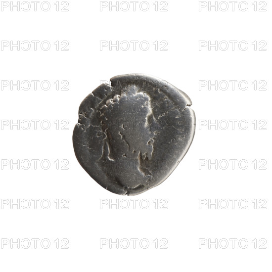 Denarius of Marcus Aurelius (reigned 161–180). Obverse: head of Marcus Aurelius with laurel wreath facing right, inscription EL AN - TONI. Reverse: Annona standing left, holding ears of corn in her right hand above a container (modius), and a cornucopia in her left hand above the prow of a ship, inscription S - III PP. Date: 176–180. Roman Empire, Rome. Subject/attributes: ears of corn, personification Annona, modius, ships, cornucopia. Coin type: silver denarius; diameter ~18.0–18.5 mm; weight 2.09 g.