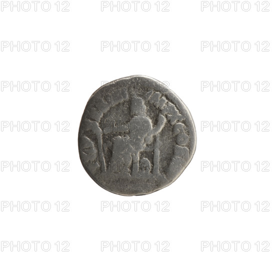 Denarius, Marcus Aurelius (121–180; Roman emperor 161–180), issuer: Marcus Aurelius. Obverse: Head of Marcus Aurelius with laurel wreath facing right, inscription M AVREL AN - TONINVS AVG. Reverse: Fortuna seated left, holding a rudder in her right hand and a cornucopia in her left, a wheel under the seat, inscription TR P XXXIII - IMP X COS III PP. Date: 179. Culture: Roman Empire (27 BC–476). Place: Rome. Object type: coin. Materials/measurements: diameter 17.0–17.5 mm, weight 2.47 g, axis 180 degrees. Iconography: Fortuna, wheels, personifications, cornucopias, rudders; Marcus Aurelius iconography.