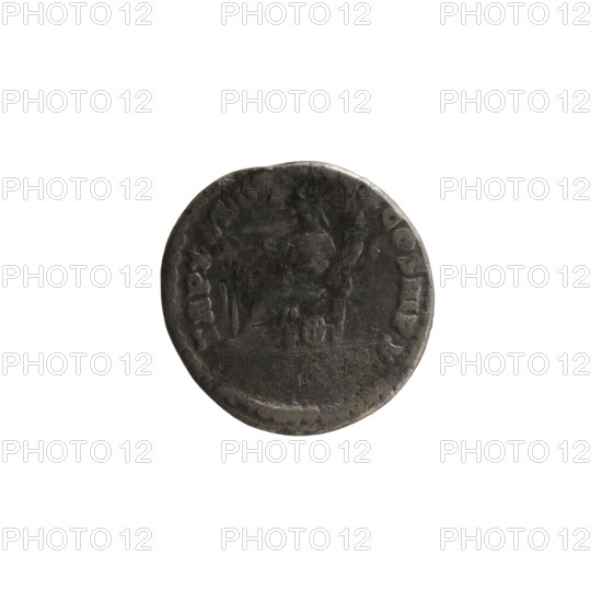 Denarius of Marcus Aurelius (121–180; Roman emperor 161–180), obverse: Bust of Marcus Aurelius in laurel wreath, armor and cloak (paludamentum) facing right, legend 'M AVREL AN, - ONINVS AVG'; reverse: Fortuna seated left holding a rudder in her right hand and a cornucopia in her left, a wheel under the seat, legend 'TR P XXXII, X COS III PP'; dated 179–180 CE; Roman Empire (27 BC–476); Rome. Coin: silver denarius, diameter 18.0 mm, weight 2.87 g, axis 0°.
