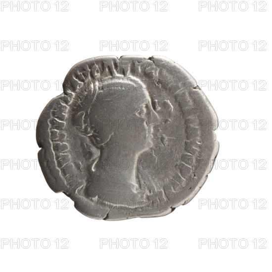 Denarius of Faustina the Younger (ca. 130–176; Roman empress 161–176; Augusta 147–161). Obverse: Bust of Faustina II in drapery facing right, inscription FAVSTINA AVG ANTONINI AVG PII FIL. Reverse: Concordia stands frontally, head turned right, lifts the folds of her robe with her right hand and holds a horn of plenty in her left, inscription CONCOR-D. Roman Empire (27 BC–476), Rome. Coin: diameter 17.5–19.5 mm, weight 2.88 g, axis 180°.