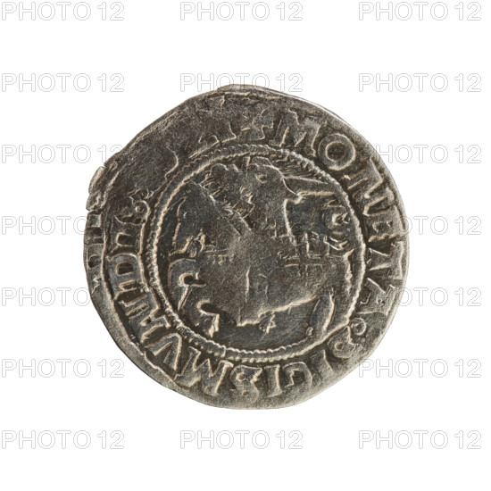 Lithuanian half-grosz, Sigismund I the Old (king of Poland; 1506–1548). Silver coin (half-grosz), 1521. Obverse: Pogon (Lithuanian mounted knight) turned left; in the rim between pearl borders an inscription: MONETA SIGISMVNDI. Reverse: crowned Polish Eagle; in the rim between pearl borders an inscription: + MAGNI:DVCIS LITVA. Grand Duchy of Lithuania, Poland; Vilnius.