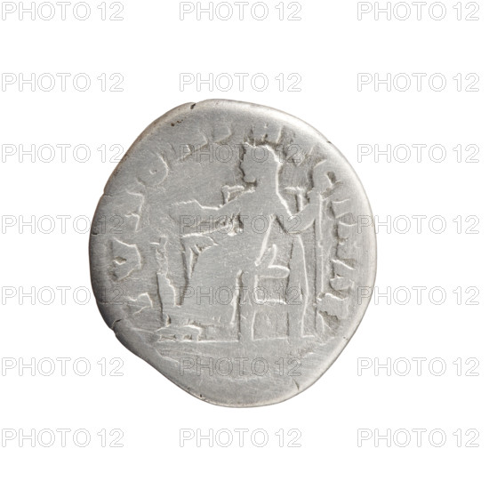 Denarius of Faustina the Younger (ca. 130–176; Roman empress 161–176), issued under Marcus Aurelius (121–180; Roman emperor 161–180). Obverse: bust of Faustina II in drapery facing right, inscription 'FAVSTINA - AVGVSTA' around. Reverse: Juno in a veil seated left, holding a patera in her right hand and a scepter in her left, a peacock at her feet left, inscription 'IVNONI RE - GINAE' around. Date: 161–176. Roman Empire (27 BC–476), Rome. Coin; diameter 17.0 mm, weight 3.00 g, axis 180°.