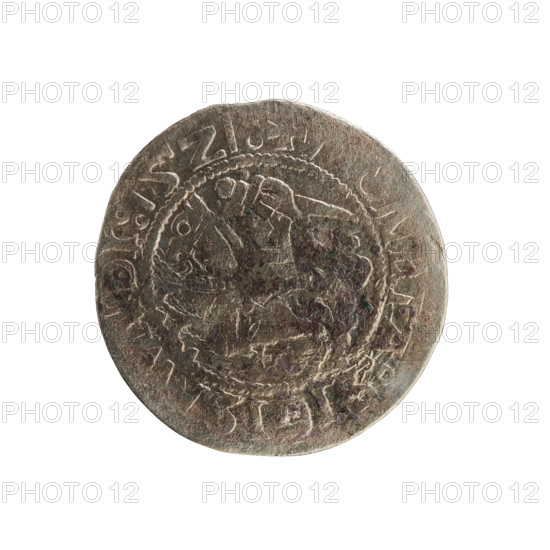 Lithuanian half-grosz, Sigismund I the Old (king of Poland; 1506–1548). Polish coin (Jagiellon dynasty). Obverse: Pogon (Lithuanian knight) turned left; in rim between pearl borders an inscription: + NET SIGIS VNDI 1521. Reverse: Polish crowned eagle; in rim between pearl borders an inscription: + MAGNI DVCIS LVNIE 1521. Grand Duchy of Lithuania; minted in Vilnius.