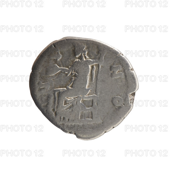 Denarius depicting Faustina the Younger (ca. 130–176; Roman empress 161–176) and Marcus Aurelius (121–180; Roman emperor 161–180) as issuer. Obverse: bust of Faustina II in drapery facing right, legend FAVSTINA · AVGVSTA. Reverse: Juno veiled, seated facing left, holding a patera in her right hand and a scepter in her left, a peacock at her feet left, legend I·V·NO circumferential. Date: 161–176. Roman Empire, Rome. Coin; diameter 18.5–19.0 mm, weight 2.89 g, axis 0°.