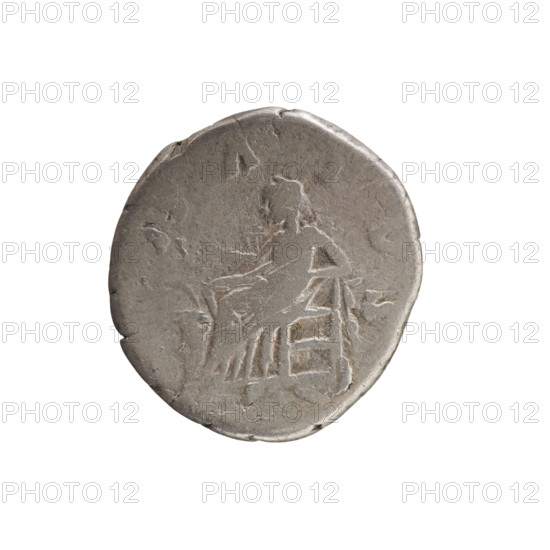 Denarius of Faustina the Younger (ca. 130–176; Roman empress 161–176), issuer Marcus Aurelius (121–180; Roman emperor 161–180). Obverse: bust of Faustina II in drapery facing right, inscription 'AV TINA · AVGVSTA' around. Reverse: Salus seated on a throne facing left, feeding a snake wrapped around an altar with a patera in her outstretched right hand, left hand on the back of the seat, inscription 'SALVS' around. Date: 161–176 CE, Roman Empire (Rome). Coin: silver, diameter 16.5–18.0 mm, weight 2.88 g, axis 0°.