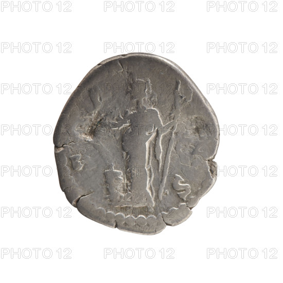 Denarius of Faustina the Younger (ca. 130–176), Roman empress 161–176; issuer Marcus Aurelius (121–180), Roman emperor 161–180. Obverse: bust of Faustina II in drapery facing right, legend FAVSTINA AV VST. Reverse: Salus standing left, feeding a snake wrapped around an altar with a patera in her right hand and holding a long scepter in her left; inscriptions S–A–S circumferential. Iconography: altars, personifications, snakes, Salus, pateras, scepters. Date: 161–176. Roman Empire, Rome. Coin: denarius; diameter 17.5–19.0 mm; weight 2.79 g; axis 0°.