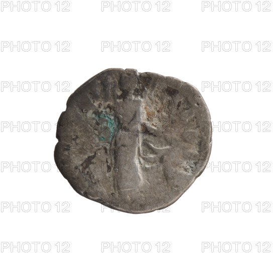 Denarius of Faustina the Younger (ca. 130–176; Roman empress 161–176; Augusta), ca. 147–161. Obverse: Draped bust of Faustina II facing right, legend FAVSTINA · AVGVSTA. Reverse: Spes standing left, holding a flower in her right hand and lifting the hem of her robe with her left, legend GVS · TI · II FIL. Roman Empire (27 BC–476), Rome. Coin; diameter 15.5–16.5 mm, weight 2.47 g, axis 180°.