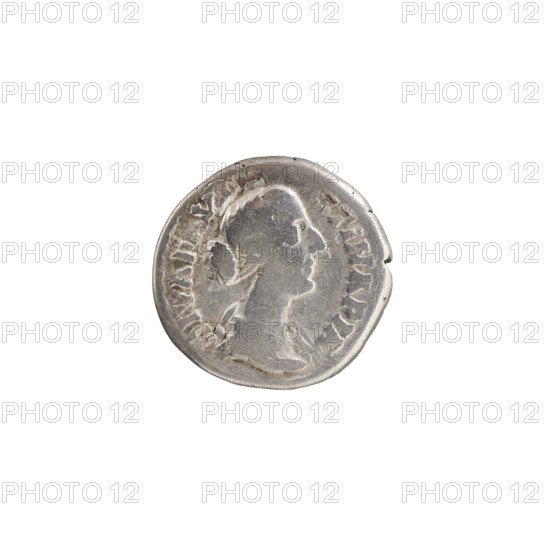 Denarius (subaerate?), Faustina the Younger (ca. 130–176; Roman empress 161–176) (posthumous), issuer Marcus Aurelius (121–180; Roman emperor 161–180). Bust of Faustina II in drapery facing right, inscription IVA F, TINA PIA around. Reverse: rectangular altar with a pair of doors, inscription CONSECRA, O around. Dated after 176. Roman Empire (27 BC–476). Coin: diameter 17.5–18.0 mm, weight 2.87 g, axis 180 degrees.