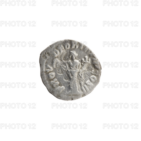 Denarius of Lucius Verus (130–169; Roman emperor 161–169), issuer: Lucius Verus; obverse: head of Lucius Verus uncovered to the right, inscription IMP L VERVS AVG; reverse: Providentia standing left, holding a globe in her outstretched right hand and a cornucopia in her left, inscription PROV-DEOR TR P II COS II; date: 161–162; Roman Empire (27 BC–476), Rome; coin; diameter 16.5–17.0 mm; weight 3.06 g; axis 195°.
