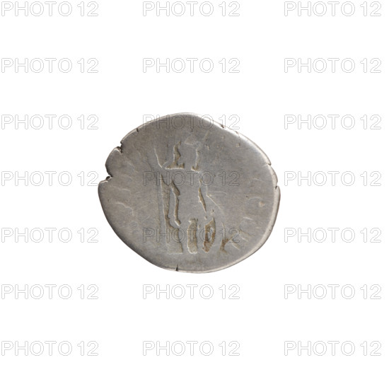 Denarius of Lucius Verus (130–169; Roman emperor 161–169). Obverse: Bust of Lucius Verus bareheaded and in armor, facing right; inscription 'RVS AVG - ARMENIA, S' all around. Reverse: Mars standing right, holding a spear in his right hand and resting his left on a round shield standing on the ground; inscription 'RP IIII - IMP II COS II' all around. Date: 163–164. Roman Empire (27 BC–476), Rome. Coin; diameters 16.5 mm and 18.5 mm; weight 2.63 g; axis 180 degrees.