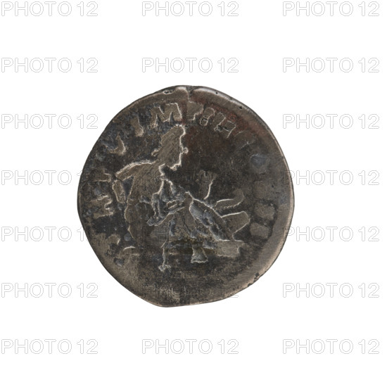 Denarius of Lucius Verus (130–169; Roman emperor 161–169). Obverse: Head of Lucius Verus with laurel wreath facing right, inscription VERVS AVG ARM PARTH M. Reverse: Parthian prisoner sitting right with hands tied behind his back, next to him a bow, quiver, and shield, inscription TR P V IMP III COS II. Date: 165. Place: Rome, Roman Empire. Coin; diameter 17.5–18.0 mm, weight 2.56 g, axis 180°. Subjects/iconography: Lucius Verus; Parthians; prisoners; quivers; bows; trophies; shields.