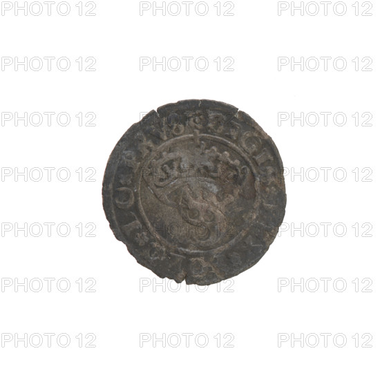 Prussian szelag, Sigismund I the Old (King of Poland; 1506–1548). Obverse: under the crown the letter S; in the rim between pearl-shaped borders the inscription 'SIGIS., EX.POLO., O.PRVS'. Reverse: Eagle of Royal Prussia; in the rim between pearl-shaped borders the inscription '.SOLIDVS.PRVSSIE. 1 9 1529'. Torun, Poland; coin.