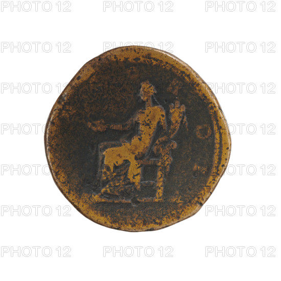 Sestertius of Lucius Verus (130–169, Roman emperor 161–169), issuer; Lucilla (149–182/183, Roman empress 164–169) depicted. Draped bust of Lucilla to the right, obverse legend LVCILLAE AVG - ANTONINI AVG F. Reverse: Concordia seated left, holding a patera in her right hand and a cornucopia in her left; reverse legend ORDIA. Date c. 164–169, Roman Empire (27 BC–476), Rome. Coin: diameter 32.0–32.5 mm, weight 23.75 g, axis 180°.