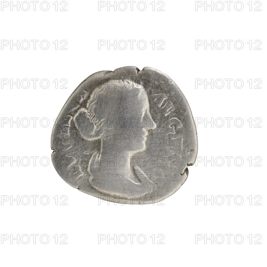 Denarius, Lucius Verus (130–169, Roman emperor 161–169) issuer; Lucilla (149–182/183, Roman empress 164–169) depicted; Roman deities. Obverse: bust of Lucilla in drapery facing right, legend LVCILLA · AVGVSTA. Reverse: Venus stands left, holds Victoria in her outstretched right hand, holds a shield standing on the ground with her left hand, legend ENVS · VIC · RIX (circumferential). Date: 164–169 CE. Roman Empire. Rome. Coin. Diameter: 16.0–17.5 mm. Weight: 2.56 g. Axis: 0°.