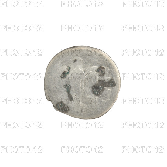 Denarius of Commodus (Caesar 175–177; Roman emperor 177–192) issued under Marcus Aurelius (121–180; Roman emperor 161–180). Obverse: bust of young Commodus draped, uncovered, facing right with legend 'COMMOD C'. Reverse: Commodus in military attire standing left, holding a branch in his right hand and a long scepter in his left; to his right a trophy and a round shield. Iconography: branches, scepters, trophies, shields. Roman Empire, 175. Coin: diameter 17.5–18.5 mm, weight 2.60 g, axis 180°.