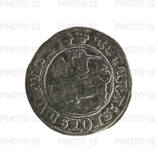 Lithuanian half-grosz, Sigismund I the Old (King of Poland; 1506–1548). Obv.: Pogon (mounted knight) turned left; in the rim between pearl borders an inscription: + COIN:SIGISMVNDI:. Rev.: Polish eagle with a crown; in the rim between pearly borders an inscription: + MAGNI:DVCIS:LITVANIE:. Dated 1514. Grand Duchy of Lithuania (Vilnius). Polish, Jagiellon dynasty.