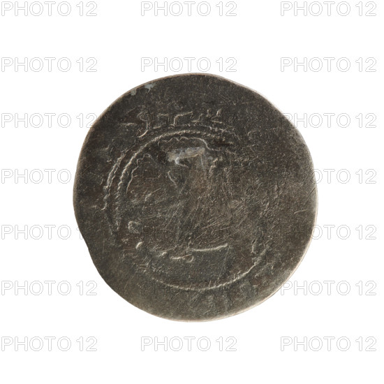 Lithuanian half-grosz, Sigismund I the Old (King of Poland; 1506–1548). Polish coin (1514). Obverse: Pogon (Lithuanian coat of arms) turned left; in the rim between pearl borders an inscription: +, I:1514. Reverse: Polish crowned eagle; in the rim between pearl borders an inscription: VANIE, 1514. Jagiellon dynasty; Grand Duchy of Lithuania; material: coin.