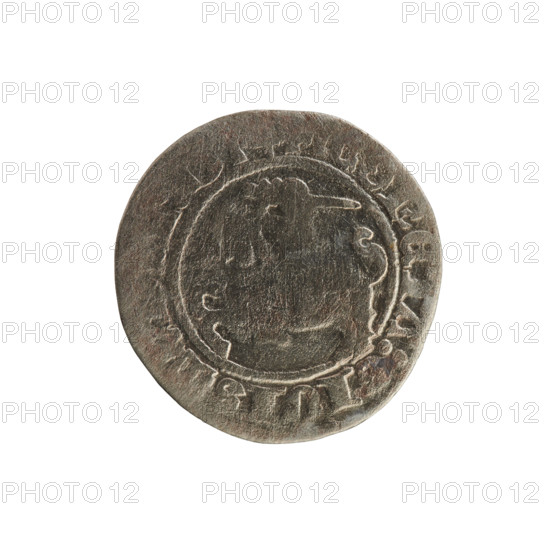 Lithuanian half-grosz, Sigismund I the Old (King of Poland; 1506–1548). Silver coin (half-grosz), 1514. Obverse: Pogon (Lithuanian coat of arms) turned left; rim with pearly borders and inscription ONETA:SIGISM. Reverse: Crowned Polish Eagle; rim with pearly borders and inscription + MA:DVCIS:L T NI 1514. Associated with the Grand Duchy of Lithuania, Vilnius; Jagiellon dynasty; coats of arms and eagles motif.