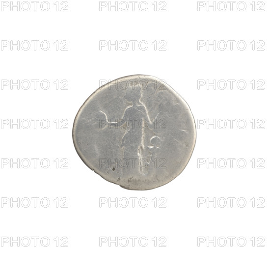 Denarius, Marcus Aurelius (121–180; Roman emperor 161–180) issuer; Commodus (161–192; Roman emperor 177–192) — obverse: Bust of Commodus in laurel wreath and drapery facing right, legend AVREL COMMODVS AVG GERM SARM; reverse: Fides (Fidelity personified) stands frontally with head turned left, holding a globe in her right hand and a legionary sign in her left, legend R • - C - • S PP; dated 177; Roman Empire (27 BC–476), Rome; coin; diameter 17.0–18.9 mm, weight 2.87 g, axis 180°.