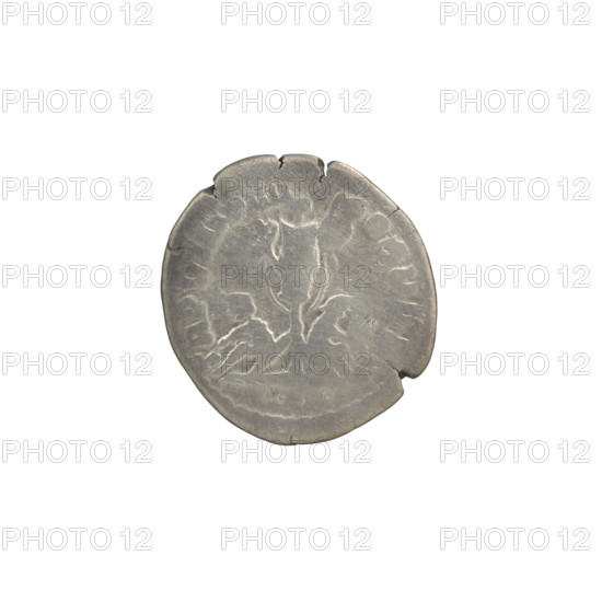 Denarius of Commodus (161–192 CE). Obverse: Head of Commodus in a laurel wreath facing right, inscription 'M COMMODVS - ANTONINVS AVG'. Reverse: Trophy with, on shields beneath it, two prisoners seated back-to-back — left: a man with outstretched arms; right: a woman supporting her head with her left hand; inscription 'TR P V IMP IIII - COS II PP'. Date: 180 CE. Roman Empire. Rome. Coin; diameter 18.5 mm; weight 3.01 g; axis 0°.