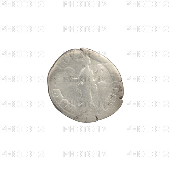 Denarius of Commodus (reigned 177–192) showing head of Commodus in a laurel wreath facing right with legend OMMODVS - AN, IN, G around; reverse: Liberalitas standing left holding an abacus in his right hand and a cornucopia in his left with legend LIB AVG V TR P VII IMP IIII COS III PP; dated 181–182 CE; Roman Empire, Rome; coin, diameter 17.5 mm, weight 3.42 g, axis 195°.
