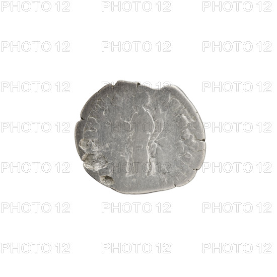 Denarius of Commodus (reigned 177–192). Obverse: Head of Commodus in laurel wreath facing right, legend COMMODVS ... NTON AVG PIV. Reverse: Felicitas standing left, holding a caduceus in her right hand above a modius and a cornucopia in her left, with legends RPV ... IMP V. Date: 183–184. Roman Empire, Rome. Coin; diameter 16.5–19.0 mm, weight 2.27 g, axis 180°.