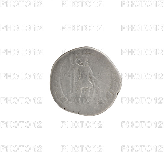 Denarius of Commodus (161–192; Roman emperor 177–192). Obverse: Head of Commodus in laurel wreath facing right, legend COMMODVS ANTON AV. Reverse: Mars standing right, holding a spear in his right hand and resting his left on a shield, legend PM TR P VIIII, COS IIII PP. Date: 183–184. Roman Empire. Rome. Coin. Diameter 16.5–17.5 mm. Weight 2.55 g. Axis 180°.