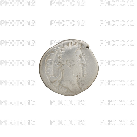 Denarius of Commodus (161–192 CE). Obverse: Head of Commodus in a laurel wreath facing right, inscription 'M COMM ANT' all around. Reverse: Emperor in a toga seated on a curule chair facing left, holding a globe in his right hand and a scroll in his left; behind his head flies Victoria with a wreath, inscription 'M TR P XI IMP - VII COS' all around. Iconography: Roman deities (Victoria), curule chair, scroll, globe. Roman Empire, Rome; coin dated to reign of Commodus. Diameter 17.0–17.5 mm, weight 2.40 g, axis 180°.