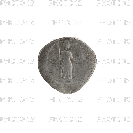 Denarius, Commodus (161–192; Roman emperor 177–192). Obverse: Head of Commodus in a laurel wreath facing right; inscription 'OMM ANT P - FEL' (all around). Reverse: Nobilitas (personification) standing right, holding a long scepter in his right hand and a statuette in his left; inscription 'OBILI, G PM' (all around). Date: 186–187. Roman Empire (27 BC–476), Rome. Coin. Diameter 17.0–18.0 mm; weight 1.50 g; axis 0 degrees.