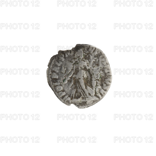 Denarius of Commodus (reigned 177–192). Obverse: Head of Commodus in a laurel wreath facing right, inscription M ANT PF - EL AV, BRIT PP. Reverse: Apollo stands frontally, head turned right; left hand holds a lyre leaning against a column, right hand holds a plectrum, inscription APOL PAL PM - TR P - XV or XVI COS VI. Date: 190–191. Materials/format: Roman silver coin (denarius), diameter ~16.5–17.0 mm, weight 2.06 g, axis 180°. Subjects/iconography: Commodus; Apollo; columns; lyres; plectrums.