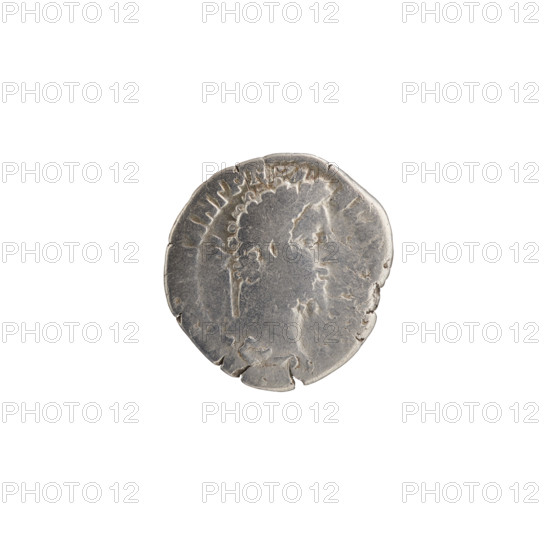 Denarius of Commodus (reigned 177–192). Obverse: Head of Commodus in a laurel wreath to the right; inscription M ANT PF - EL A (all around). Reverse: Roma seated on a shield to the left, holding Victoria in her outstretched right hand and a spear in her left; inscription T - RP XVI COS VI (all around). Date: 190–191. Material: Roman coin. Dimensions: diameter 16.5–18.0 mm, weight 2.24 g, axis 15°. Subjects/icons: Roman deities, Roma, Victoria; shields, spears; iconography of Commodus. Period/place: Roman Empire (27 BC–476), Rome.