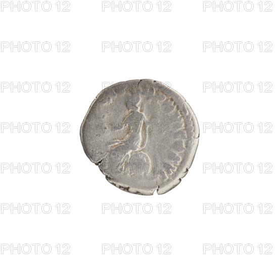 Denarius of Commodus (161–192; Roman emperor 177–192). Obverse: Head of Commodus in a laurel wreath to the right, inscription 'M ANT PF – EL A' all around. Reverse: Roma seated on a shield to the left, holding Victoria in her outstretched right hand and a spear in her left; inscription 'T – RP XVI COS VI' all around. Date: 190–191. Subjects/iconography: Roman deities, Roma, Victoria, shields, spears; Commodus iconography. Roman Empire (27 BC–476), Rome. Coin; diameter 16.5–18.0 mm; weight 2.24 g; axis 15°.