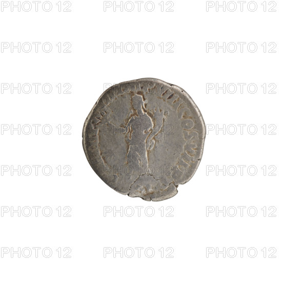 Denarius of Commodus (reigned 177–192). Obverse: Head of Commodus in laurel wreath facing right, inscription AEL AVREL CO, L (around). Reverse: Fortuna Felix standing left, holding a cornucopia in left hand and a caduceus in right, resting her leg on a ship; star in left field; inscriptions PM TRP X, II IMP VIII COS VII PP (around). Iconography: Roman deities (Fortuna), caducei, ships, stars, cornucopias. Date: 192. Culture/place: Roman Empire, Rome. Medium/object: coin (denarius). Diameter: 18.0 mm. Weight: 2.46 g. Axis: 180 degrees.