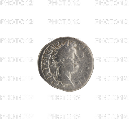 Denarius of Commodus (reigned 177–192). Obverse: head of Commodus in laurel wreath facing right; inscription L AEL AVREL CO - MM, EL. Reverse: Liberalitas standing left, holding an abacus in his right hand and a cornucopia in his left; inscription VG VIII PM TR PX. Date: 192. Roman Empire, Rome. Coin; diameter 17.0–17.5 mm, weight 2.54 g, axis 180°.