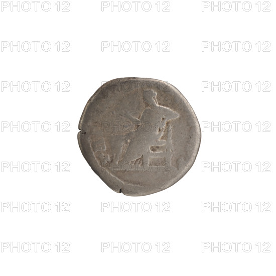 Denarius of Commodus (reigned 177–192 CE). Obverse: laureate head of Commodus facing right, legend L AVREL COM•MODVS AVG. Reverse: Salus seated left, holding a branch in her right hand, below an altar with a snake wrapped around it, left hand resting on the seat; inscription TR P III COS II PP. Date: 179 CE. Roman Empire, Rome. Silver coin; diameter 18.0 mm; weight 2.53 g; axis 0°.