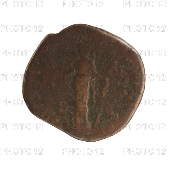 Sestertius of Commodus (161–192; Roman emperor 177–192). Obverse: head of Commodus in a laurel wreath facing right, inscription COMMODVS AELIX. Reverse: Hilaritas (personification) standing left, holding a short branch in the right hand and a long palm branch in the left, inscription LAR P VIII COS V PP and in the SC fields. Date: 186–188. Roman Empire (27 BC–476), Rome. Coin. Diameter 26.0–28.0 mm; weight 16.77 g; axis 0°.