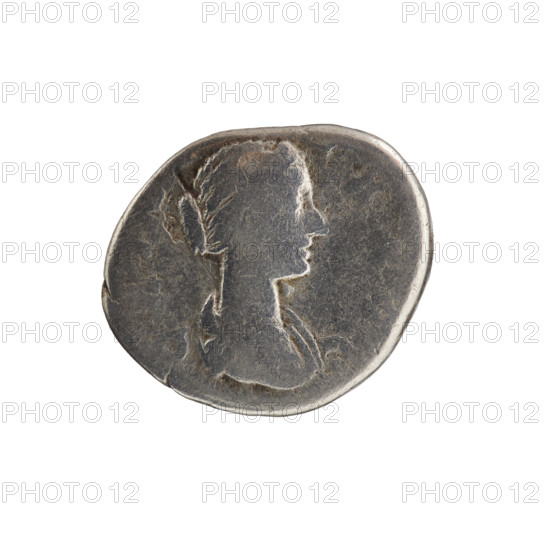 Denarius, Commodus (161–192; Roman emperor 177–192) — issuer; Crispina (164–192?; Roman empress 178–191) — depicted. Draped bust of Crispina facing right, inscription CRIS(A) A AVG around. Reverse: rectangular altar with flame, inscription I- ENI-TALI-B S (letters as on object) around. Date: 178–183 CE. Roman Empire (27 BC–476). Rome. Coin. Diameter 16.0–18.0 mm; weight 2.40 g; axis 0°.