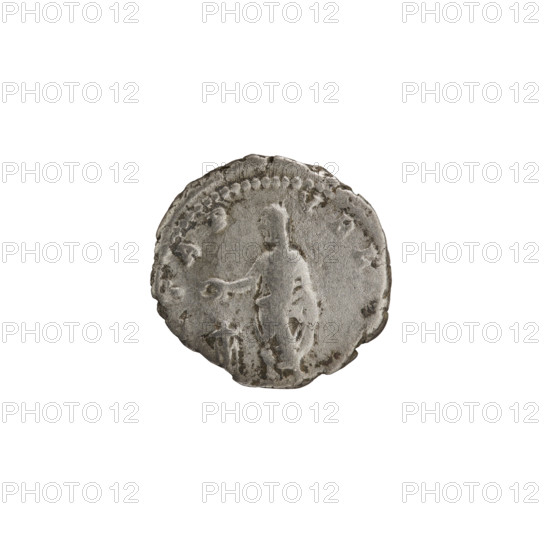 Denarius of Septimius Severus (146–211; Roman emperor 193–211). Obverse: head of Septimius Severus with a laurel wreath facing right, inscription L SEPT SE, OTA P - VBLI (all around). Reverse: emperor standing in front of a tripod, holding paterae and scrolls — iconography of tripods. Date circa 196–197. Roman Empire (27 BC–476). Material: coin; diameter 17.0–17.5 mm; weight 2.47 g; axis 180°.