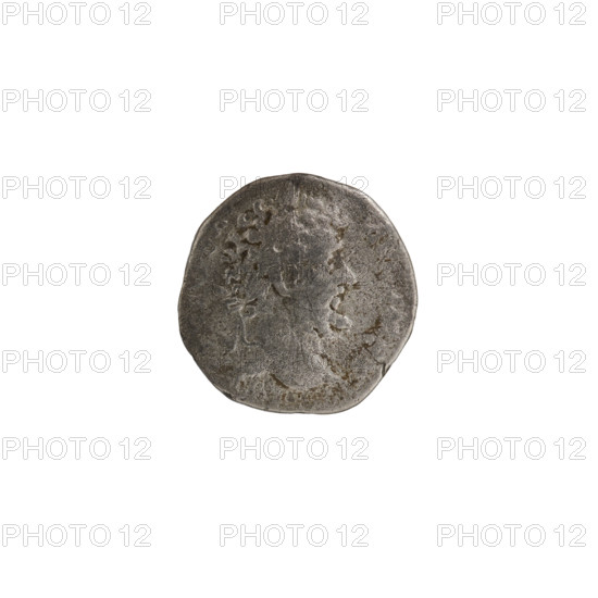 Denarius (hybrid) depicting personifications; Septimius Severus (Roman emperor, 146–211) — iconography: Honos (personification). Obverse: EPT SEVPERT AVGIMPX — head of Septimius Severus with laurel wreath facing right. Reverse: Honos? standing facing forward, with cornucopia in left hand; dated after 197. Roman Empire (27 BC–476). Coin: diameter 16.5 mm; weight 2.92 g.