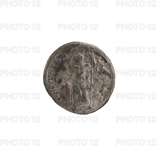 Denarius. Obverse: SEPT·AVG·PARTMAX — Head of Septimius Severus in laurel wreath facing right, pearl rim. Reverse: RESTITVTOR VRBIS — The emperor in military attire stands straight, head turned left; in his right hand he holds a patera above a burning tripod, in his left hand a vertical spear, pearl rim. Date: 198–202. Roman Empire (27 BC–476). Region: East. Material/Type: coin. Diameter: 17.9–18.4 mm. Weight: 3.06 g.