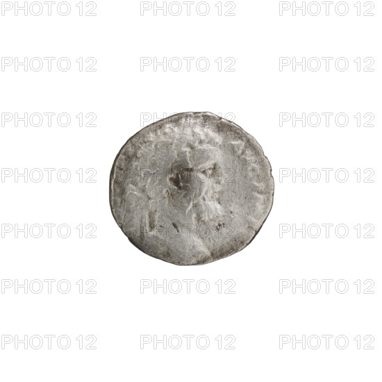 Denarius; Roman deities; Fortuna; rudders; Septimius Severus (Roman emperor, 146–211) — iconography; globes; cornucopias. Obverse: Head of Septimius Severus with laurel wreath facing right. Reverse: Fortuna stands upright, head turned left, holding a rudder resting on a sphere in her right hand and a cornucopia in her left. Date: 194–198 CE. Roman Empire (27 BCE–476 CE). Rome. Coin. Diameter: 16.0–17.0 mm. Weight: 2.23 g.